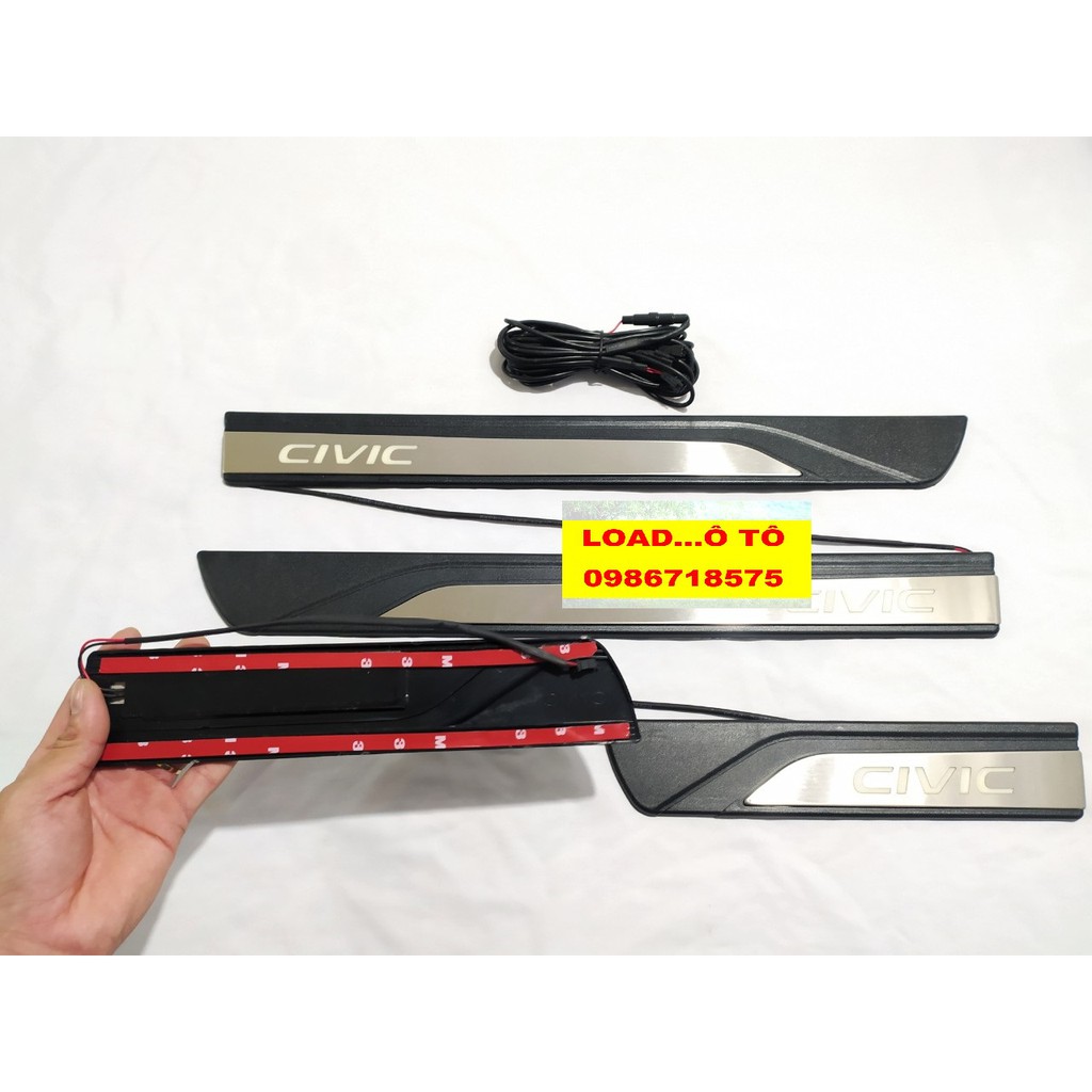 Ốp Bậc Chân Ngoài Có Đèn Xe Honda Civic 2018-2021 Cao Cấp, Nhựa ABS