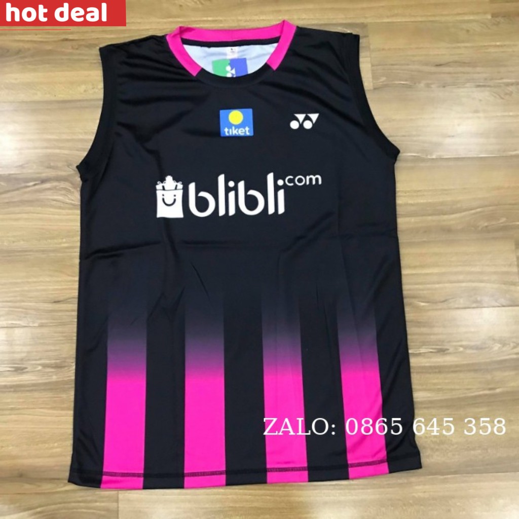 Áo cầu lông Yonex Blibli Kevin màu đen 2019