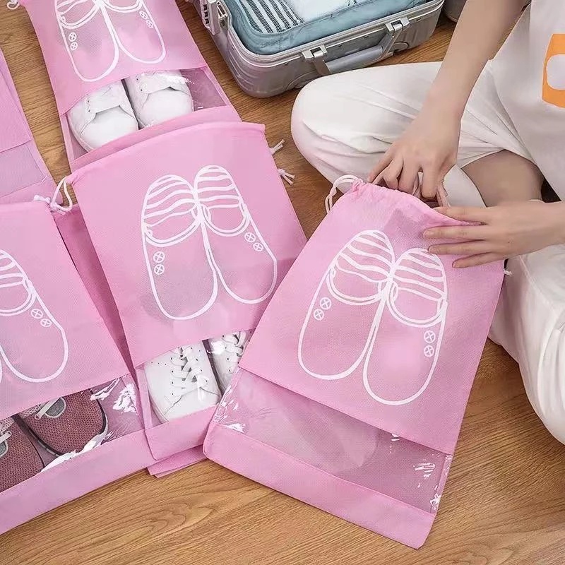Set 5 Túi Rút Đựng Giày Dép Chống Bụi Bằng Vải Không Dệt Có Thể Tái Sử Dụng