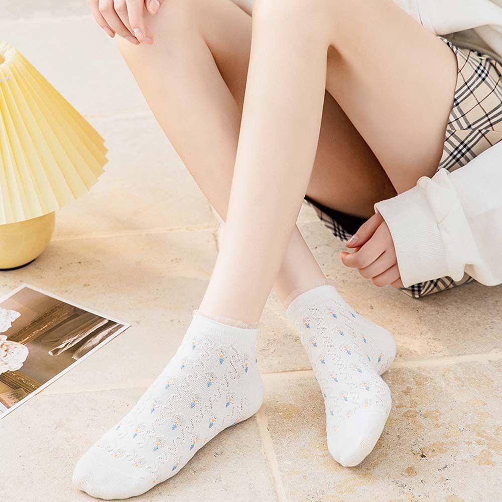 Vớ Cotton Cổ Thấp Họa Tiết Hoa Nhỏ Xinh Xắn Thoải Mái VANES1