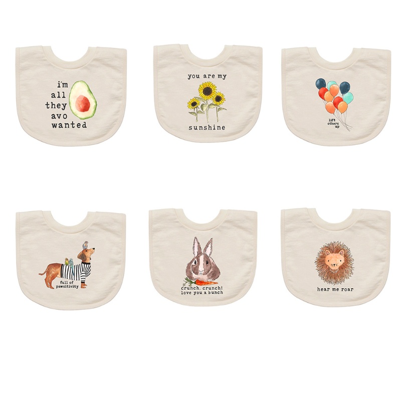 Yếm Ăn Cotton Mềm Mại Chống Thấm Nước In Họa Tiết Dễ Thương Cho Bé