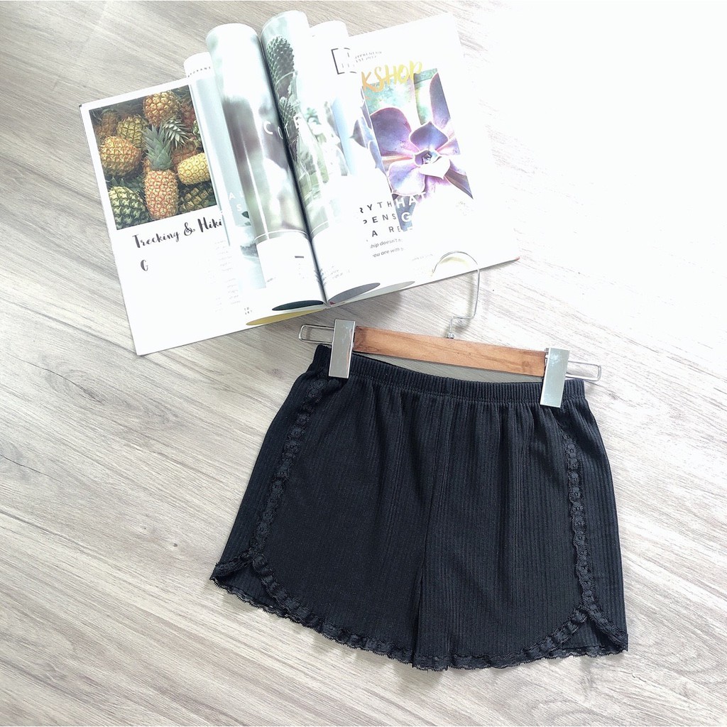 Quần short đùi mặc nhà viền ren chất gân đẹp cực xinh đáng yêu