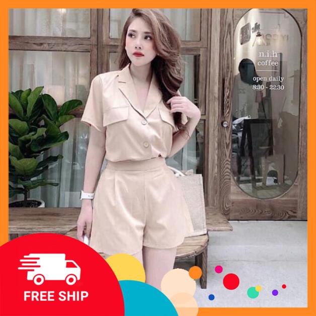 Sét 2 món áo sơ mi vest kèm quần short