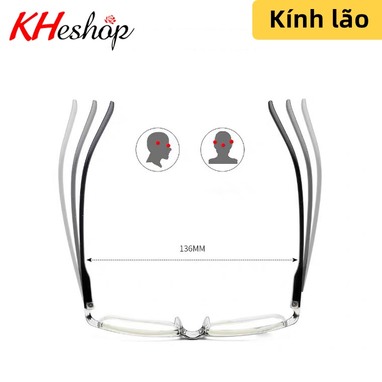 Kính LÃO-  Viễn Thị nửa viền, bản lề lò xo không lo bị cấn đau, chất lượng tốt độ phân giải cao mã Y633