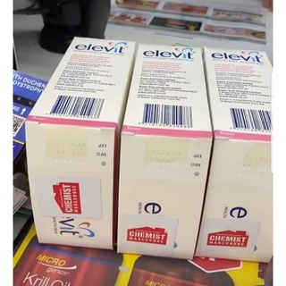 Elevit bầu Úc tem Chemist hộp 100 viên.
