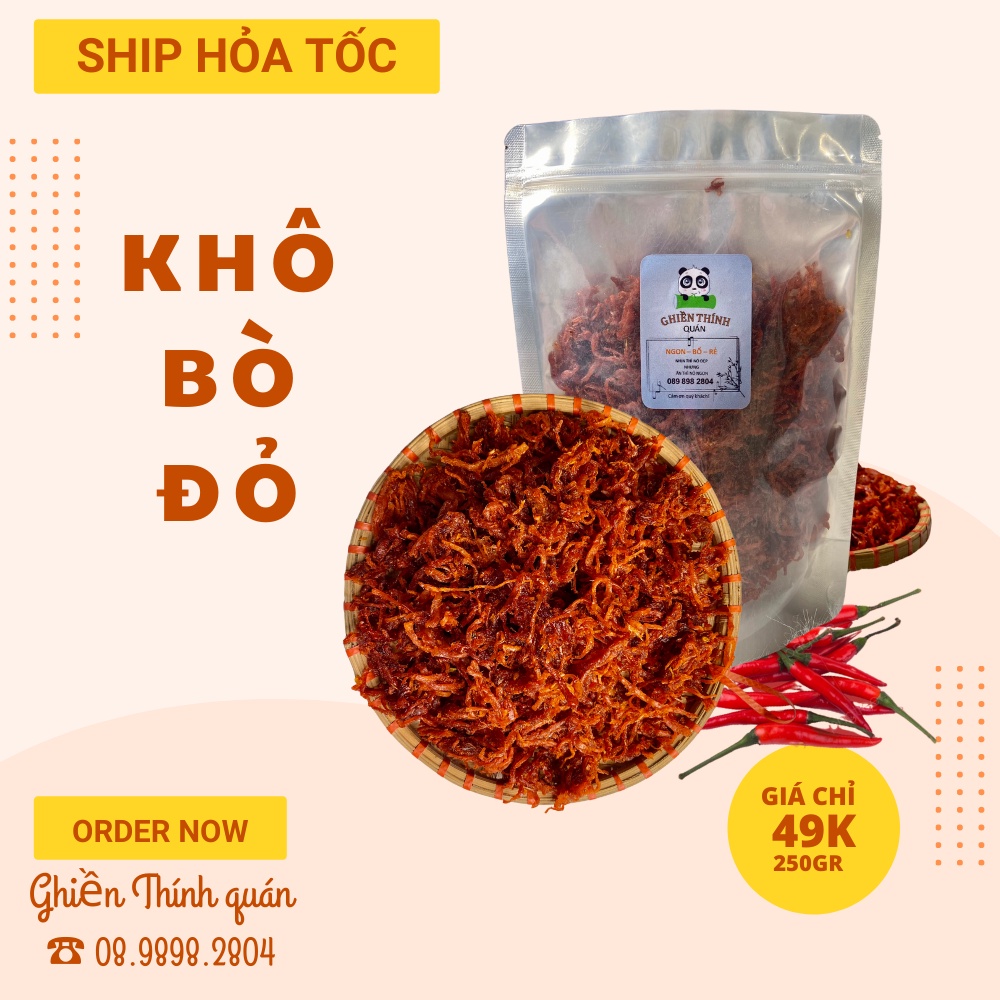 KHÔ BÒ ĐỎ XÉ SỢI - LOẠI 1 -  ĐẶC SẢN PHÚ YÊN - NHÀ LÀM 250gr I Ghiền thính quán - Thế giới đồ ăn vặt🥰