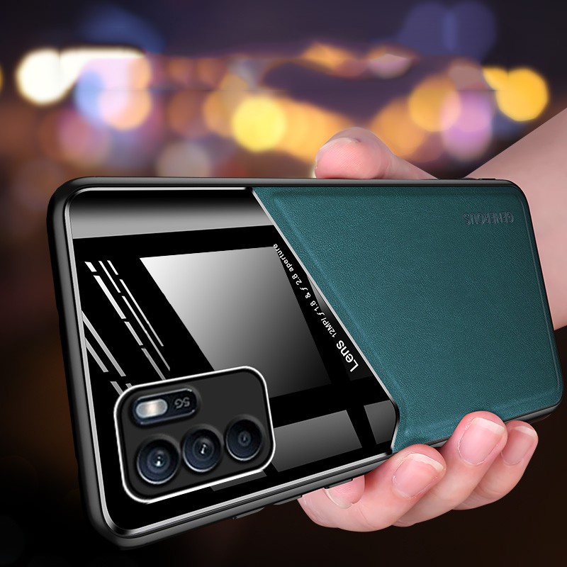 Ốp điện thoại da tích hợp sắt chống sốc bảo vệ cho Oppo Reno 6z 5g