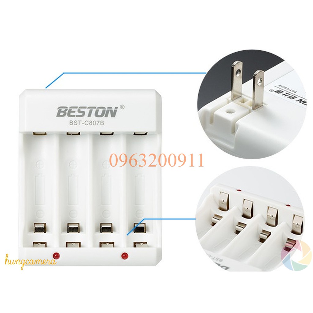 Combo 4 Pin AA/AAA kèm sạc hãng BESTON, bảo hành1 tháng|