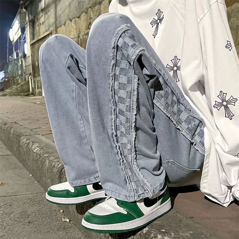 Quần jeans dài ống rộng phong cách Âu Mỹ thời trang cho nam