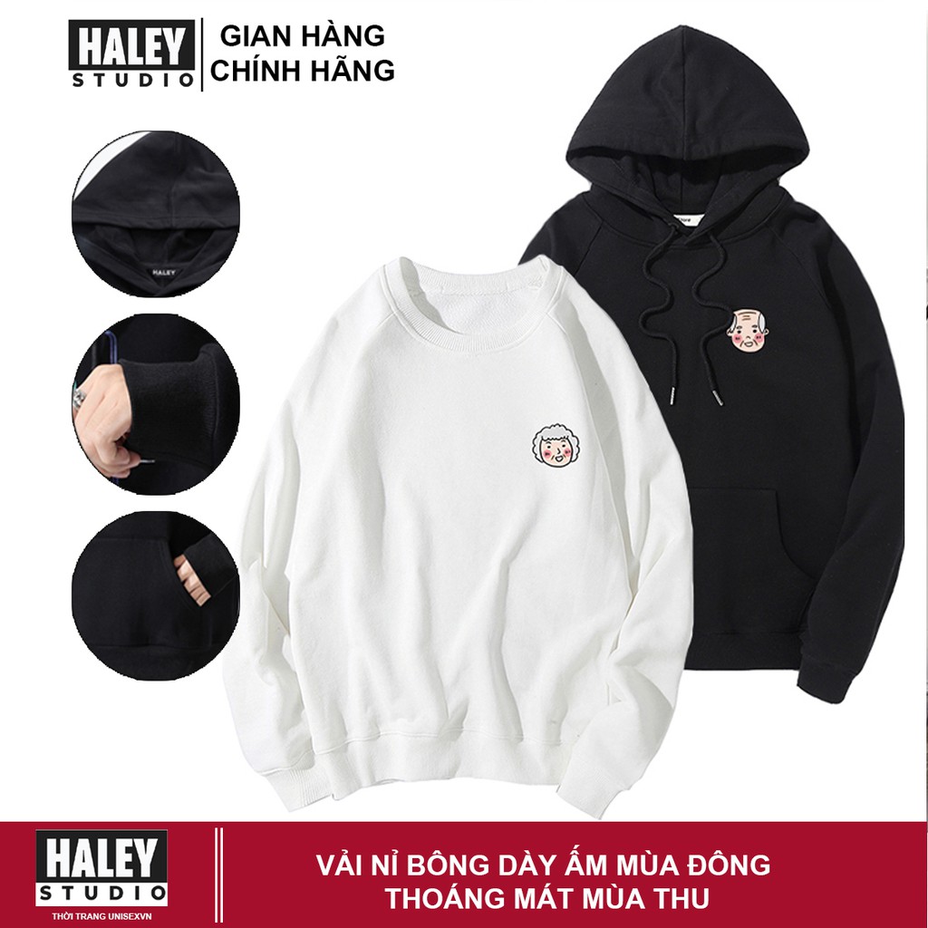 Áo Hoodie Cặp Đôi Hình Ông Bà Anh 2 màu đen trắng Unisex Form Suông Chất nỉ bồng đẹp mã HD22 - Tặng vòng xinh