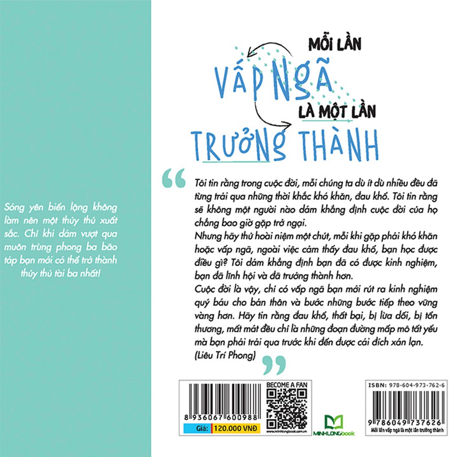 Sách - Mỗi lần vấp ngã là một lần Trưởng Thành Tặng Kèm Bookmath