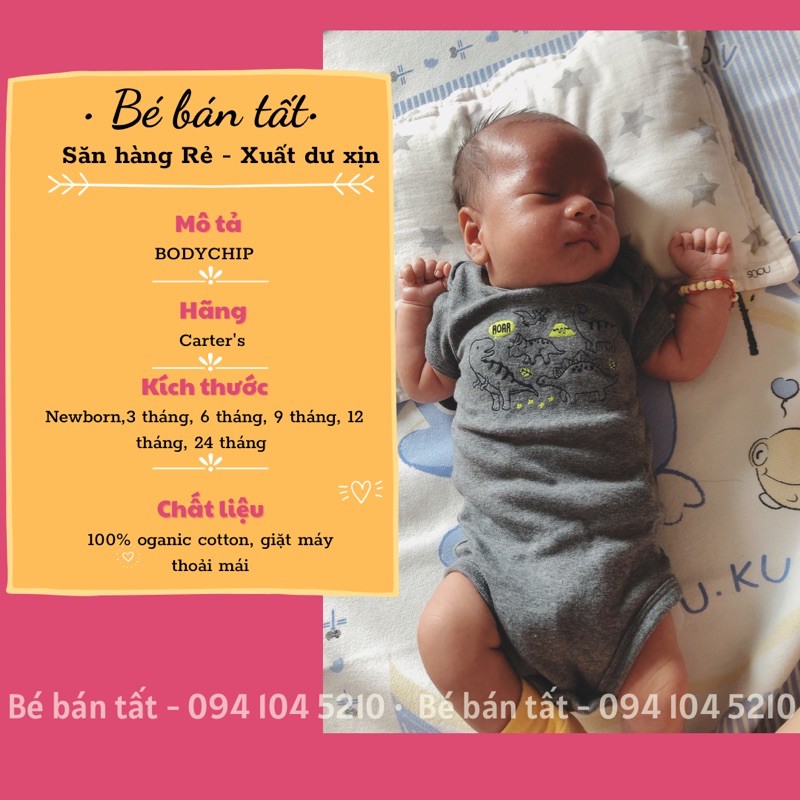 Bodysuit/Áo body C@rter ☀️GIAO NGẪU NHIÊN☀️ cho bé gái/trai. Mẫu mới 2021