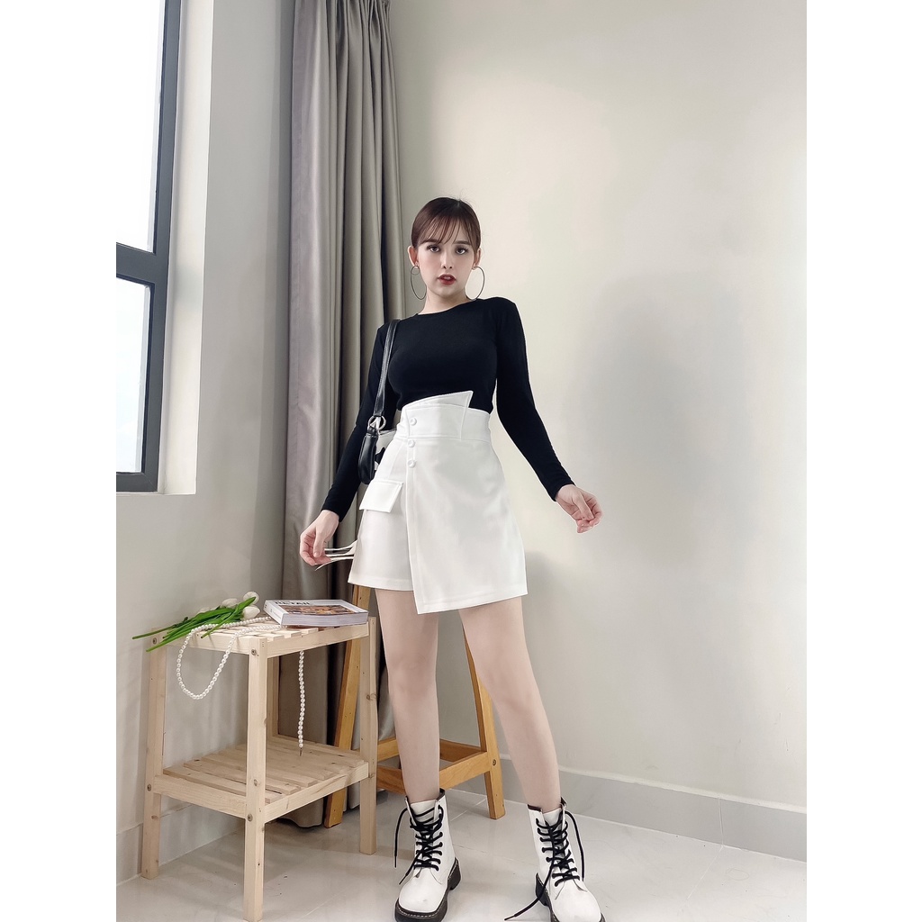 Quần váy cạp chéo 3 cúc [Loại 1 - Lỗi 1 đổi 1] Quần Short giả váy 3 khuy tôn dáng, sang chảnh Mely's Fashion MLQV_012