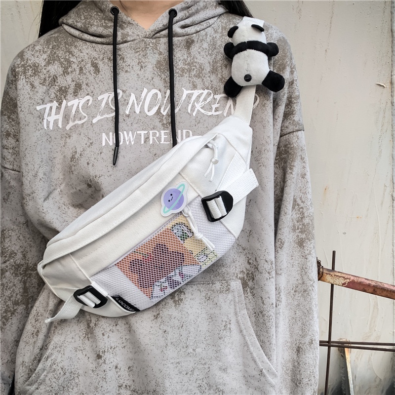 Túi Đeo Chéo vải Oxford siêu bền thời trang nam nữ Bear Bag Kuu Clothes Màu Bạc chống thấm nước tùy ý điều chỉnh