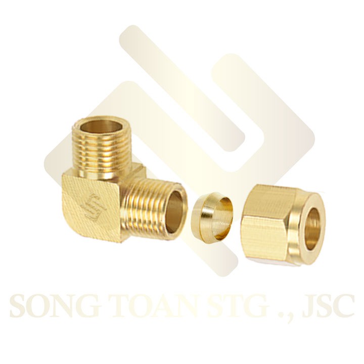 Co Nối Hạt Bắp & Cong Ren Ngoài Bsp Kết Nối Nhẫn Với Ống Nhựa Pu & Ống Đồng - Compression Male Elbow, Côn Lõm Npt