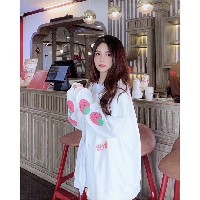 FREESHIP 50K - Áo Khoác Cardigan In Hình Dâu, Xinh Xắn Không Tróc, In Rõ Nét - CDGTRAIDAY