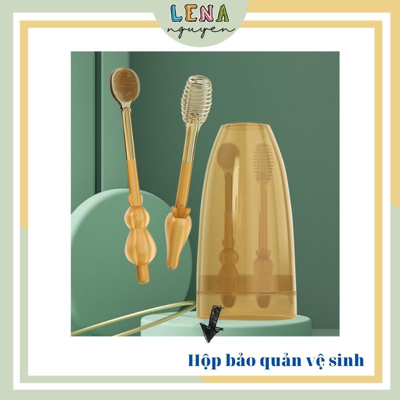 Rơ lưỡi và bàn chải đánh răng (1 set) cho bé sơ sinh siêu mềm gạc làm sạch răng cao cấp chống tưa nấm lưỡi làm sạch răng