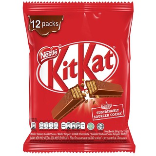 Bịch 12 gói bánh xốp phủ socola KitKat thanh 17gr