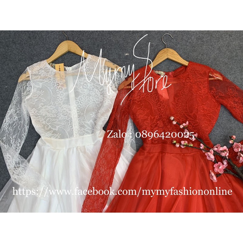 Đầm dự tiệc mặc cưới TRIPBLE T DRESS tay dài phối ren -Size M/L - MS269V
