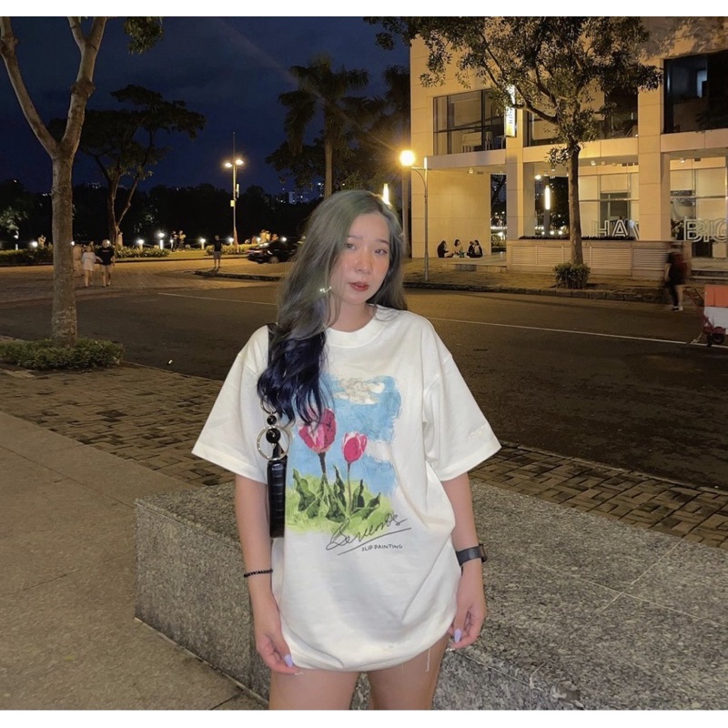 Áo Thun Loca Brand LEVENTS 2LIP Cream FULL TAG VẢI 2 Hoa Tulip form rộng Unisex Nam Nữ