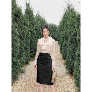 áo sơ mi buộc nơ cho nữ