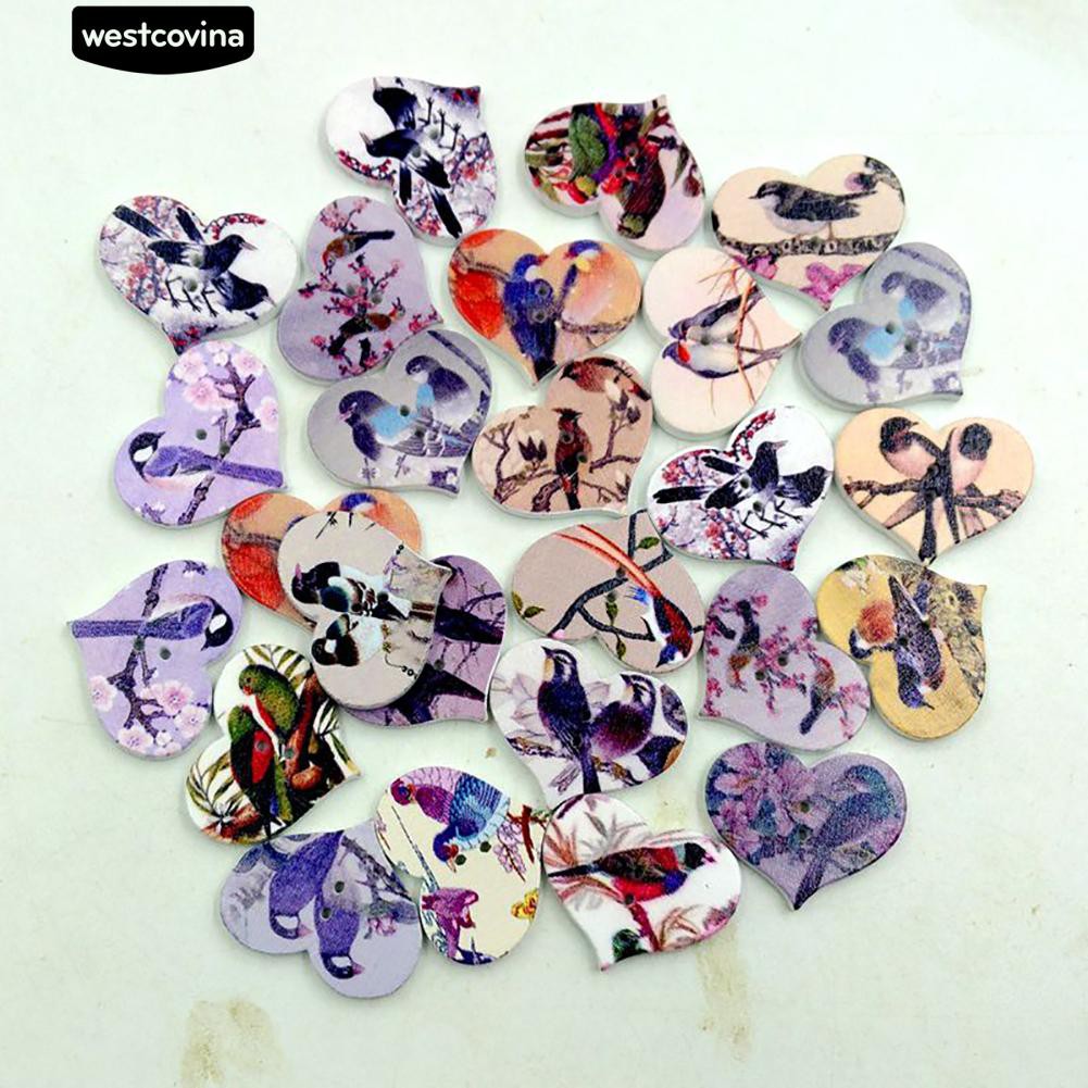 50 nút gỗ nhiều hình phong cách cổ điển xinh xắn dùng trang trí đồ thủ công