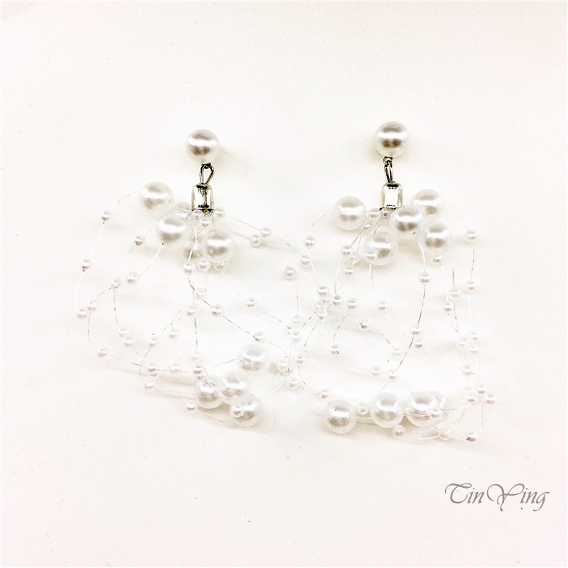 GETNOIVAS Bông Tai Dáng Dài Đính Ngọc Trai Phối Tua Rua Phong Cách Hàn Quốc Thời Trang Cho Nữ