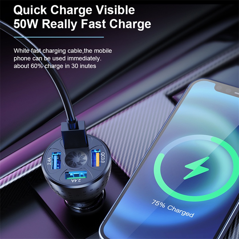 Củ sạc nhanh QC 3.0 4 cổng USB dành cho ô tô