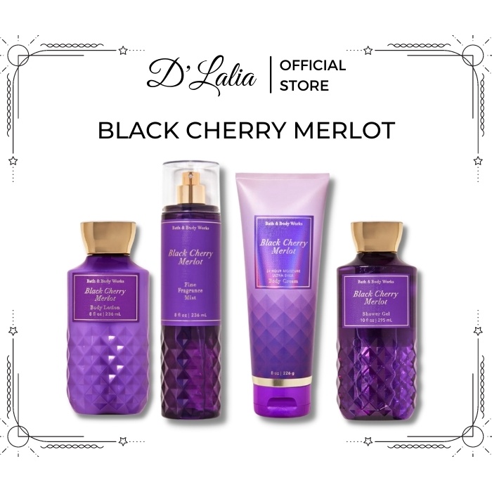 Bộ sản phẩm Tắm Dưỡng Xịt thơm toàn thân Bath and Body Works - BLACK CHERRY MERLOT