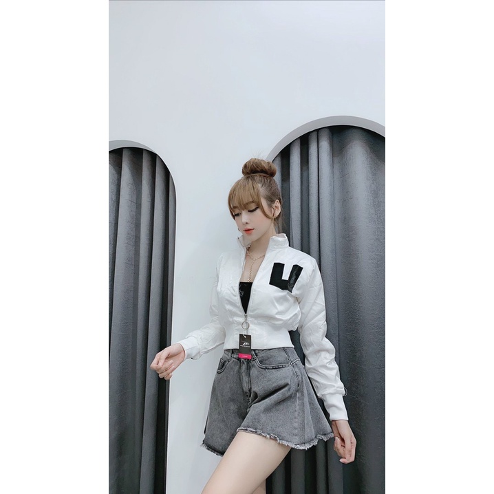 áo khoác xà cừ nữ tay dài form lửng phối dây kéo hàng an đông loại 1 siêu đẹp nha khách yêu 🌸❤️⭐️😜❤️SA085