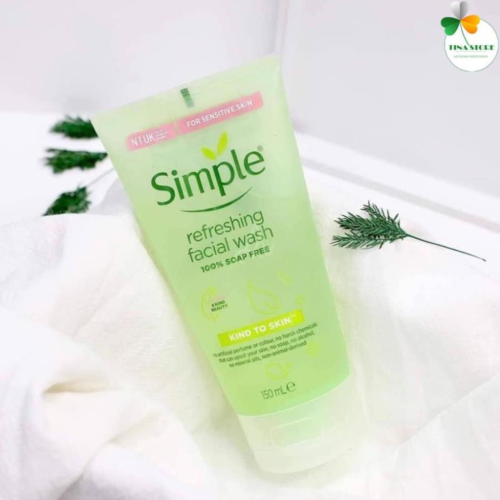 [Chính Hãng] Sữa Rửa Mặt Simple Gel Kind To Skin Refreshing Facial Wash Gel 150ml