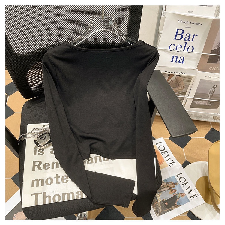 Áo Thun Ngắn Tay Dài Cổ Chữ v Thời Trang Mùa Thu Hàng Mới Dành Cho Bạn Nữ