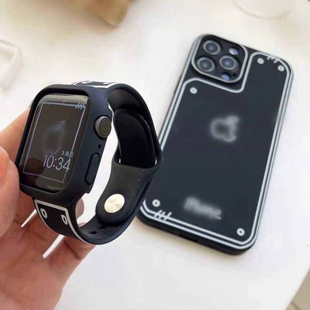 Silicone dễ thương đen trắng Cho iwatch 1 2 3 dây đeo đồng hồ Apple smart Watch 7 / 6 / 5 yếu tố phụ