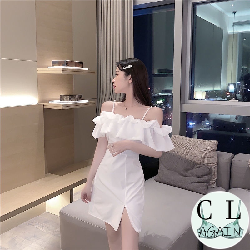 Đầm hai dây mỏng ôm eo xẻ tà gợi cảm thời trang mùa hè cho nữ