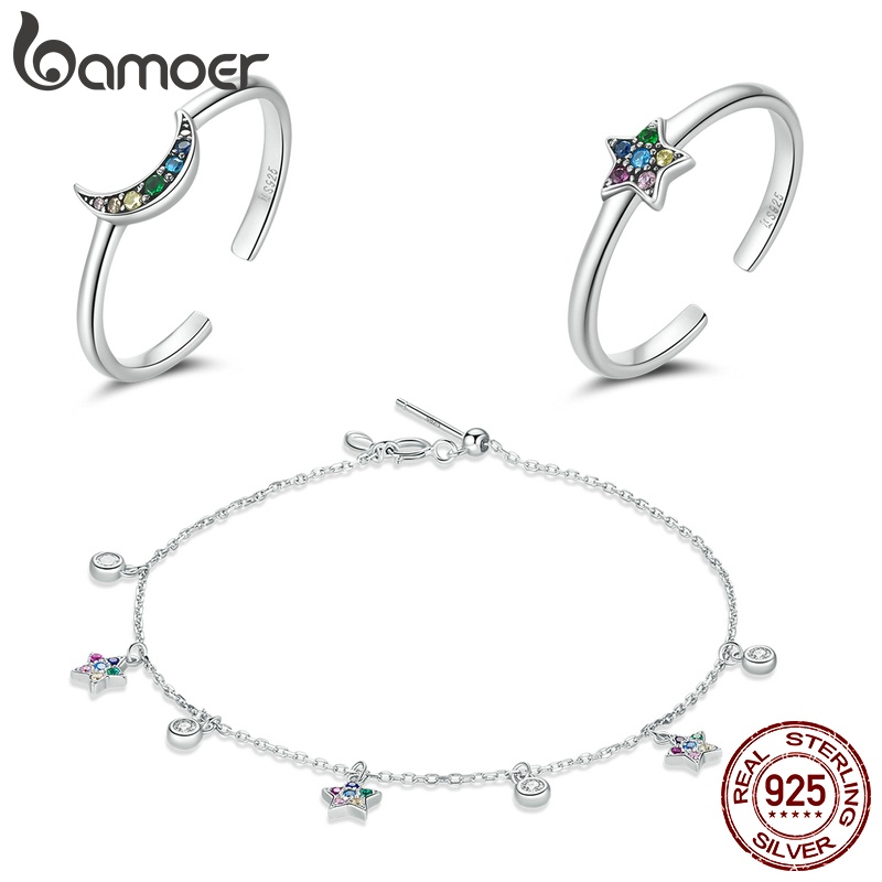 Vòng tay Bamoer SCB227 bạc 925 hình ngôi sao thời trang dùng làm quà tặng cho nữ