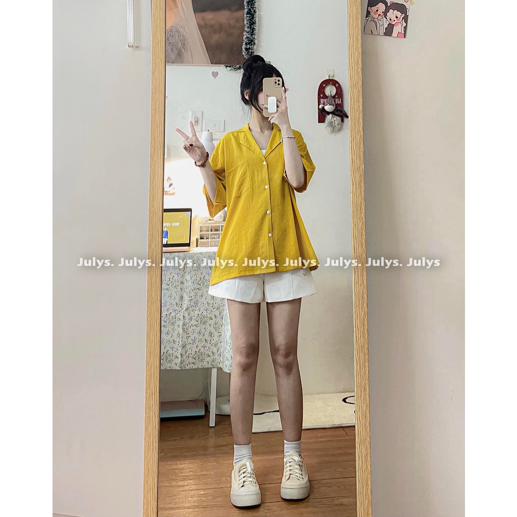 Sơ mi đũi xước cổ vest túi ngực Julys (ảnh thật kèm video)