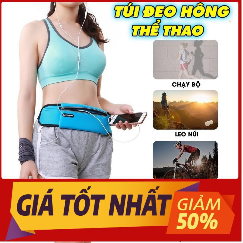 Túi đeo hông chạy bộ đai ngang bụng đựng đồ điện thoại bình nước cho nam nữ tập thể thao chống nước