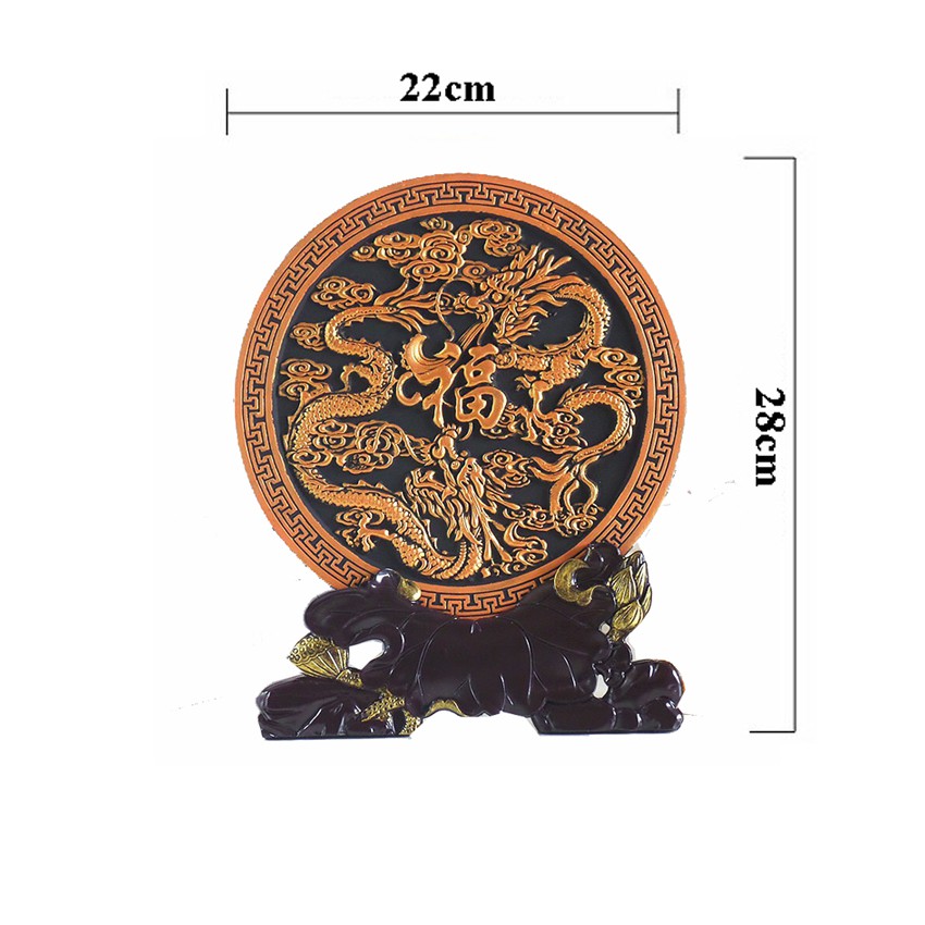 Tranh đĩa phong thủy LƯỠNG LONG TRANH CHÂU , Vật phẩm trang trí