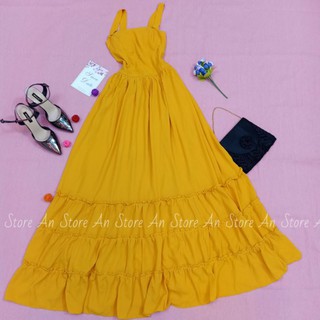 [GIÁ GỐC TRI ÂN] Đầm maxi đi biển 2 dây màu vàng nổi bật