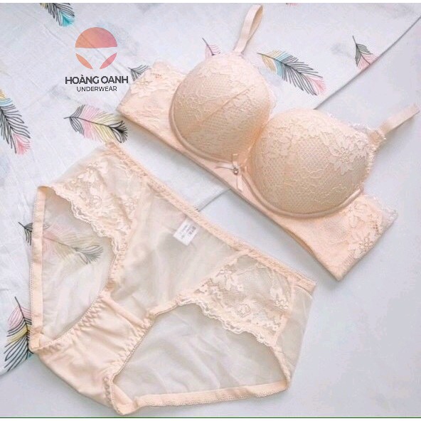 Bộ đồ lót Hoàng Oanh Underwear, set nội y pha ren mút mỏng không gọng E25 | BigBuy360 - bigbuy360.vn