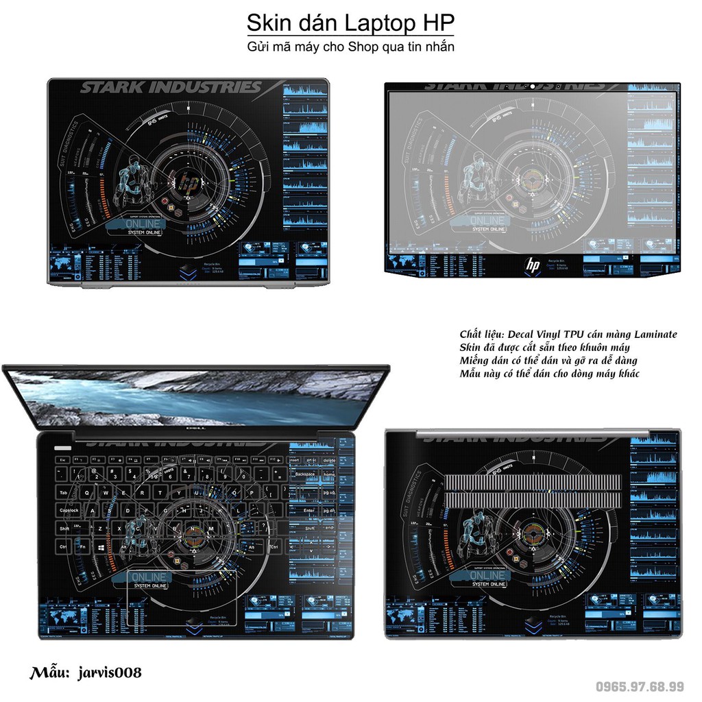 Skin dán Laptop HP in hình Jarvis (inbox mã máy cho Shop)