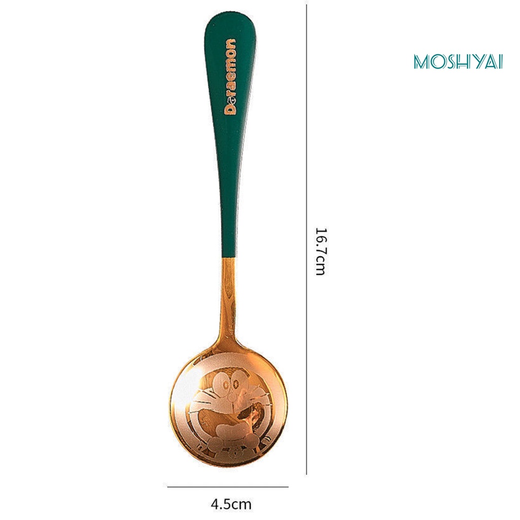 Muỗng Cà Phê Cán Dài Bằng Thép Không Gỉ Hình Doraemon Dễ Thương