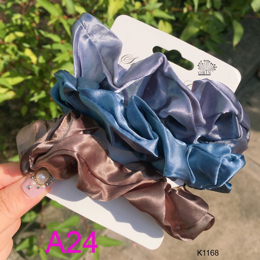 Set 3 dây cột tóc scrunchies phi bóng nhiều màu dễ thương Orin K1168