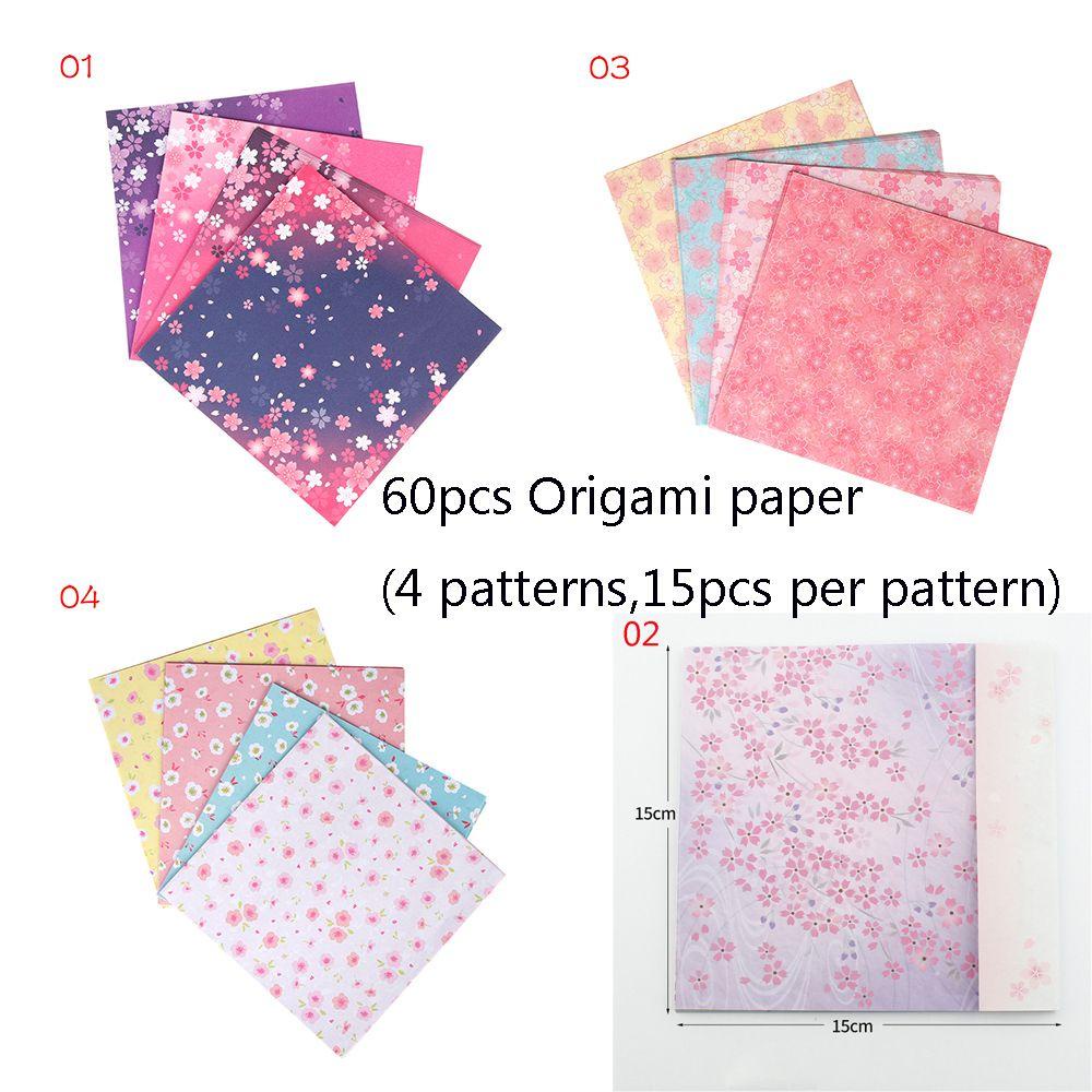 Bộ 60 Giấy Xếp Origami Hình Vuông Họa Tiết Hoa Anh Đào