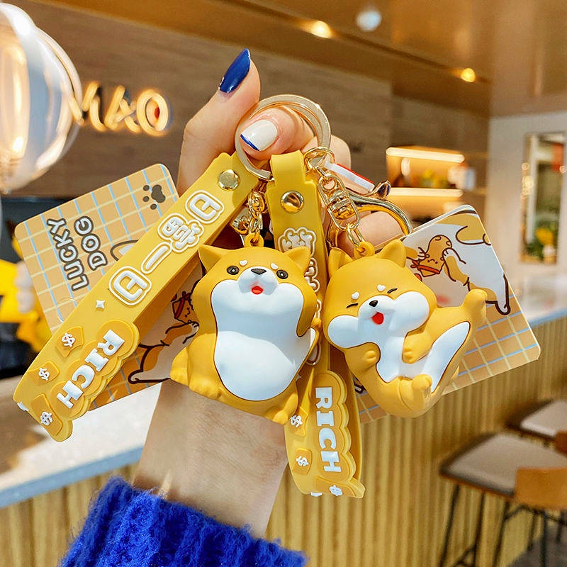 Internet Celebrity Lucky Little Wangchai Keychain Female Cute Cartoon Shiba Inu Key Pendants Creative Birthday Gift Key Chain Auto department store supplies