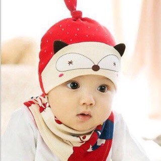 Set mũ + yếm cotton 