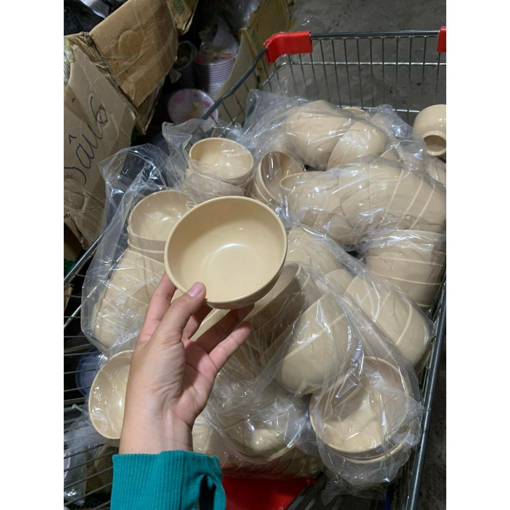 Combo 10 Chén Nhựa Melamine Cơm Chén Chè Màu Nâu