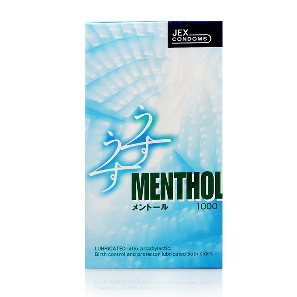 Bao cao su Jex UsuUsu Methol 1000 – hộp 12 cái, siêu mỏng, hương bạc hà mát lạnh