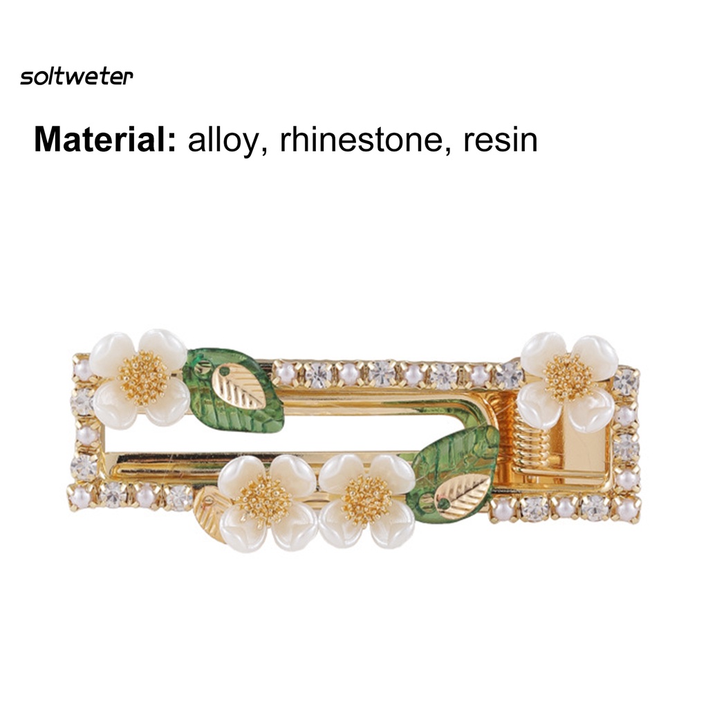 Kẹp tóc hình bông hoa đính đá giả và ngọc trai giả xinh xắn thời trang cho nữ