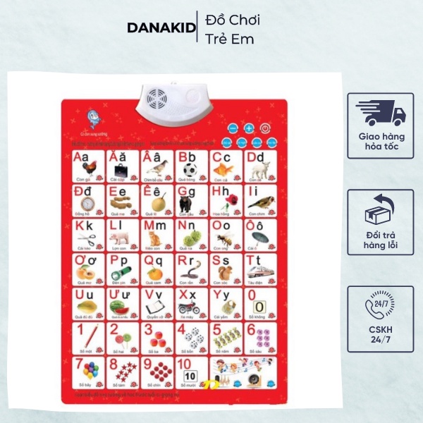 Bảng Chữ Cái Cho Bé - Bảng Học Chữ Cái Điện Tử Thông Minh Treo Tường Loại Đẹp SP17